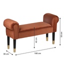 Karfás bársony ülőpad 100 cm, terrakotta - BOUDOIR