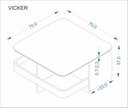 Dohányzóasztal puffokkal, 70 cm, fekete márvány / dió / fekete - VICAIRE