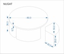 Dohányzóasztal puffokkal (4 db), 80 cm, travertin / világos bézs - NOUGAT