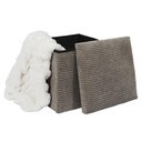 Összecsukható bordázott puff tároló, taupe, 38 cm - CHERANCE