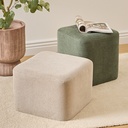 Puff szett 2 darabos, chenille szövet 42,5x29,5 cm, krém és zöld - IMBRIQUE