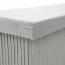 Összehajtható tárolós pad nagy, bársony 110x38 cm, szürke - MALAGA