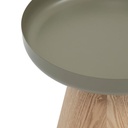 Kisasztal kerek, fém tálcás, fa, 41,8x40 cm, khaki zöld és fa – CHAMPI