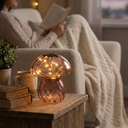 LED-es asztali lámpa, gomba alakú, üveg, rózsaszín - CHAMPIGNON