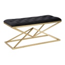 Bársony hatású ülőpad, piramis alakú lábakkal, fekete-arany - CRISTALLINE