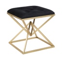 Bársony hatású ülőke, piramis alakú lábakkal, fekete-arany - CRISTALLINE