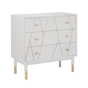 Arany mintás komód, 3 fiókkal, fehér - ECLAIRS