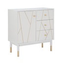 Egyajtós arany mintás komód, 3 fiókkal, fehér - ECLAIRS