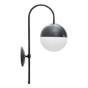 Fali lámpa, fehér gömb búrával, fekete - GLOBE