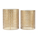 Art déco stílusú kerek üveg lerakóasztal szett, arany - CAGE D'OR