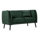 2 személyes steppelt bársony kanapé, párnákkal, sötétzöld - FOERET NOIRE