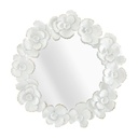 Fehér virágokkal díszített kerek falitükör, fehér - FLORAL