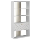 Arany mintás könyvespolc, 4 polccal, fehér - ECLAIRS