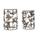 3D pillangókkal díszített asztalka szett, 2 db, sötétszürke-réz - NUEE