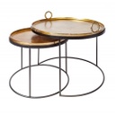 Egymásba rakható kerek asztal szett, 2 db, fekete-arany - DRAGEE