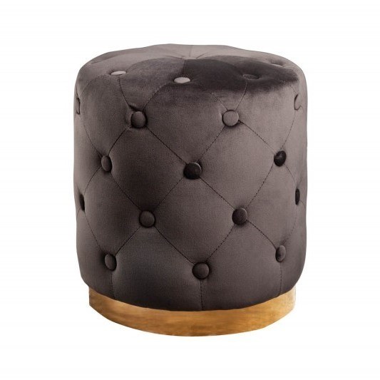 Chesterfield bársony ülőke, sötétbarna - TOUR D'ARGENT
