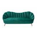 3 személyes ívelt vonalú bársony kanapé, olajzöld - JOSEPHINE