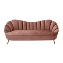 3 személyes ívelt vonalú bársony kanapé, rózsaszín - JOSEPHINE