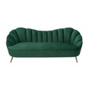 3 személyes ívelt vonalú bársony kanapé, sötétzöld - JOSEPHINE
