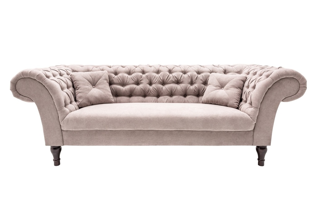 2 személyes chesterfield kanapé, párnákkal, bézs - BELLE EPOQUE