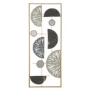 Absztakt mintás fali dekoráció, arany keretben, ezüst-fekete - DEMI EVENTAILS