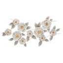 Aranyozott rózsás fém fali dekoráció, lyukacsos levelekkel, törtfehér - TREVIERE