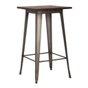 Indusztriális stílusú bárasztal, 60x60 cm, sötétbarna - ATELEIR