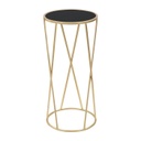 Kerek üveg lerakóasztal, keresztezett vázzal, fekete-arany - VALET