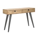 Konzolasztal, 2 fiókkal, mangófa-fekete - NATUREL