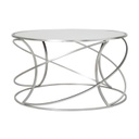 Kerek tükrös dohányzóasztal, csavart lábbal, 80 cm, ezüst - ARCTURUS