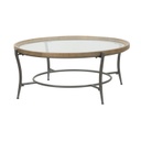 Kerek üveg dohányzóasztal, vas vázzal, fekete - TOSCANE