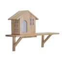 Házikó alakú falilámpa, polccal, natúr fa - POLKA