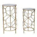 Kerek tükrös asztalka szett, geometrikus mintával, 2 db, arany - MYA