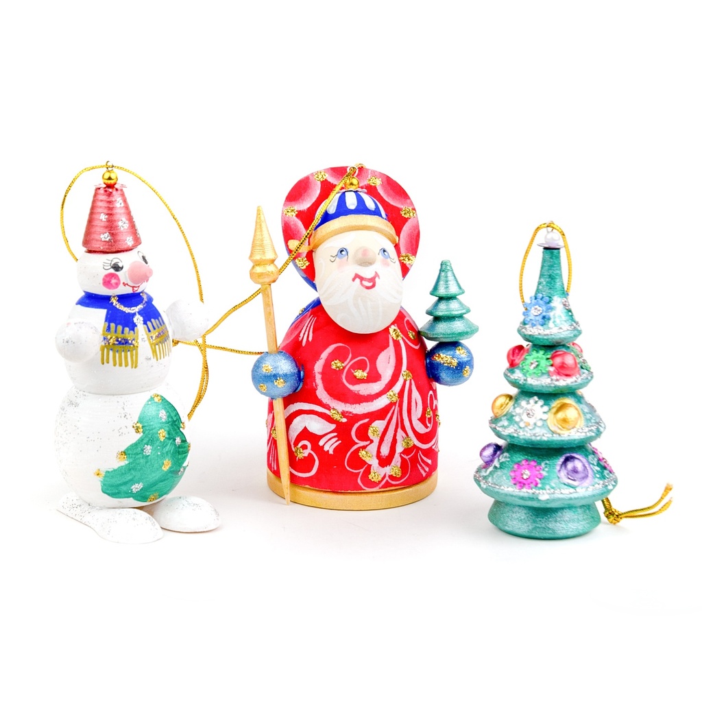 Karácsonyfadísz szett, 3 db, piros-zöld - SET DE NOEL