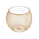 Fém gömb alakú asztalka, kivehető tálcával, 41 cm, arany-fehér - DISCO