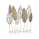 Íves leveles fém fali dekoráció, fa levelekkel, arany - PEUPLIER