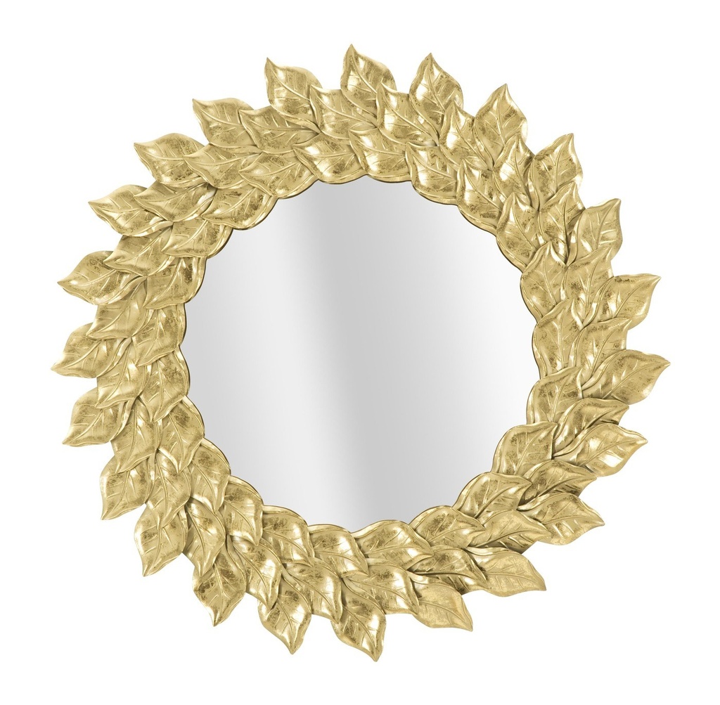 Nap formájú falitükör, levelekkel, 73 cm, arany - TOURNESOL