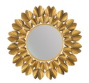Levelekkel díszített kerek falitükör, 78,5 cm, sárga arany - MAYA