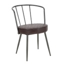 Műbőr étkezőszék, vonalas fém háttámlával, sötétbarna - BROC