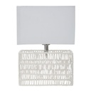 Négyszögletes asztali lámpa, textil vázzal, fehér - PLAGE