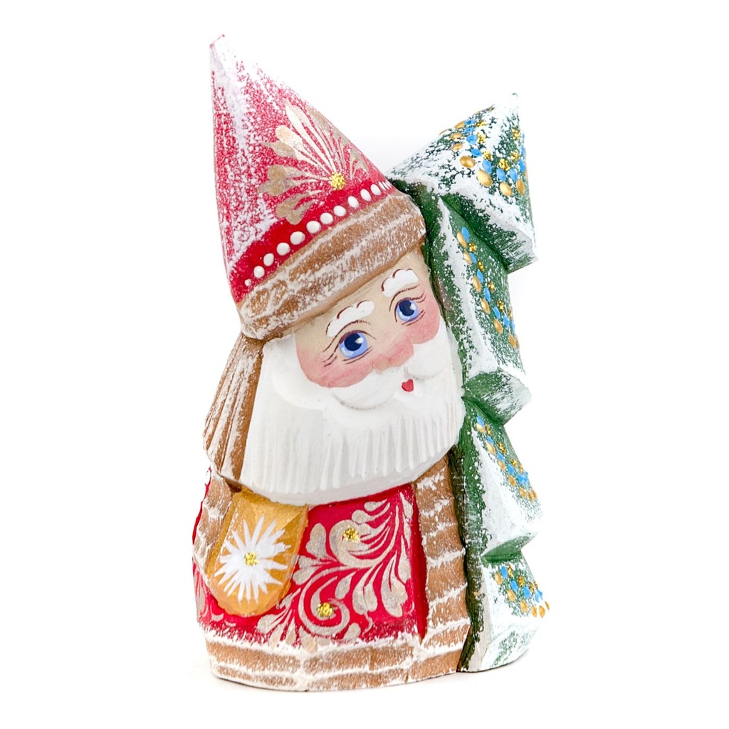 Mikulás asztali dísz, karácsonyfával, piros - MON BEAU SAPIN