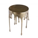 Olvadó mintájú fém lerakóasztal, kerek, arany - PALETTE