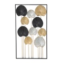 Lótusz leveles fali dekoráció, fekete keretben, arany-ezüst - NEMPHEAS