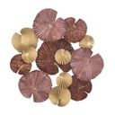 Tavirózsa leveles fali dekoráció kompozíció, púderrózsaszín-arany - LILY FEUILLES