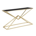 Üveg konzolasztal, piramis alakú lábakkal, fekete-arany - CRISTALINE