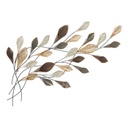 Tölcsér alakú leveles fém fali dekoráció, kicsi, barna - BRISE