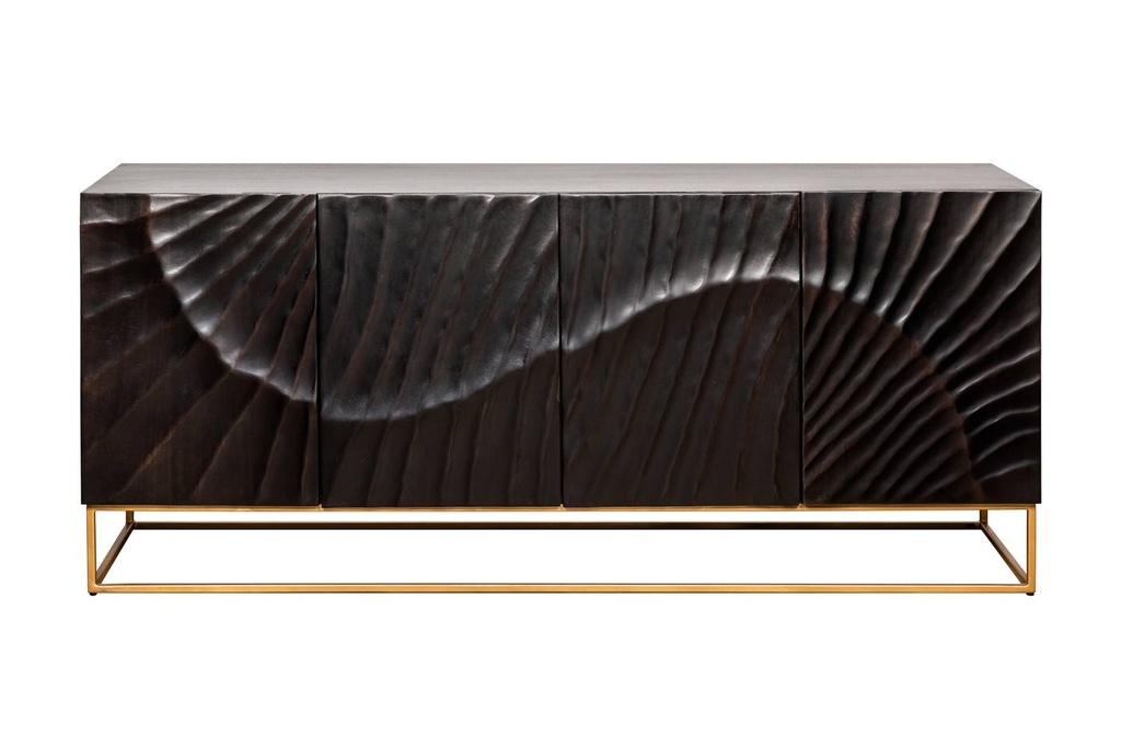 Tömörfa tároló, 3D-s faragott mintával, 177 cm, mangófa - GOA