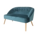 2 személyes bársony tapintású pamut szövet kanapé, olajkék - SKOTT