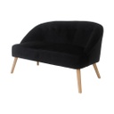 2 személyes bársony tapintású pamut szövet kanapé, fekete - SKOTT