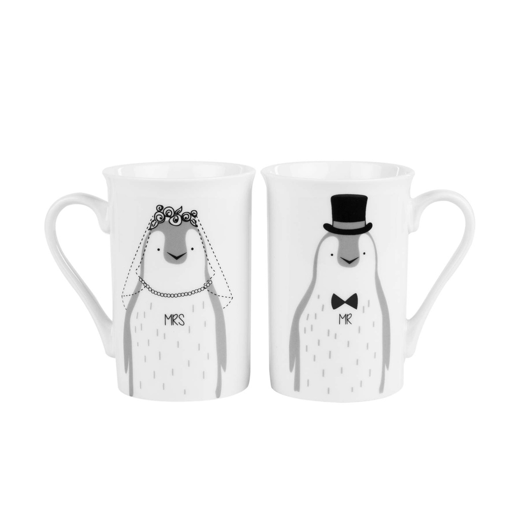 2 db-os bögre szett, pingvines - PINGUIN WEDDING